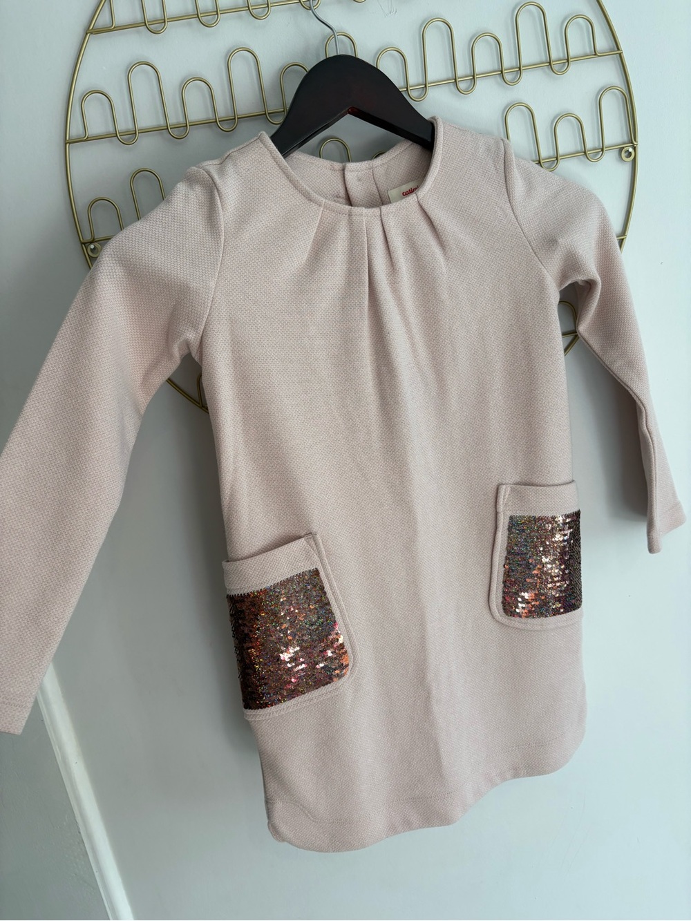 Catimini Pink Sequin Pocket Long Sleeve Dress